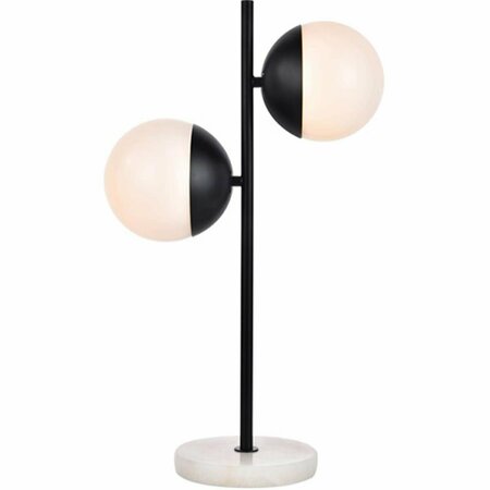 CLING Eclipse 2 Light Table Lamp with Frosted White Glass, Black CL2218897